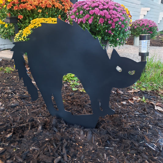 Halloween Lawn Scary Cat (Matte Black)