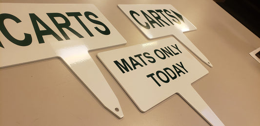 Golf Signs "Carts" - Standard White w/ Green Lettering